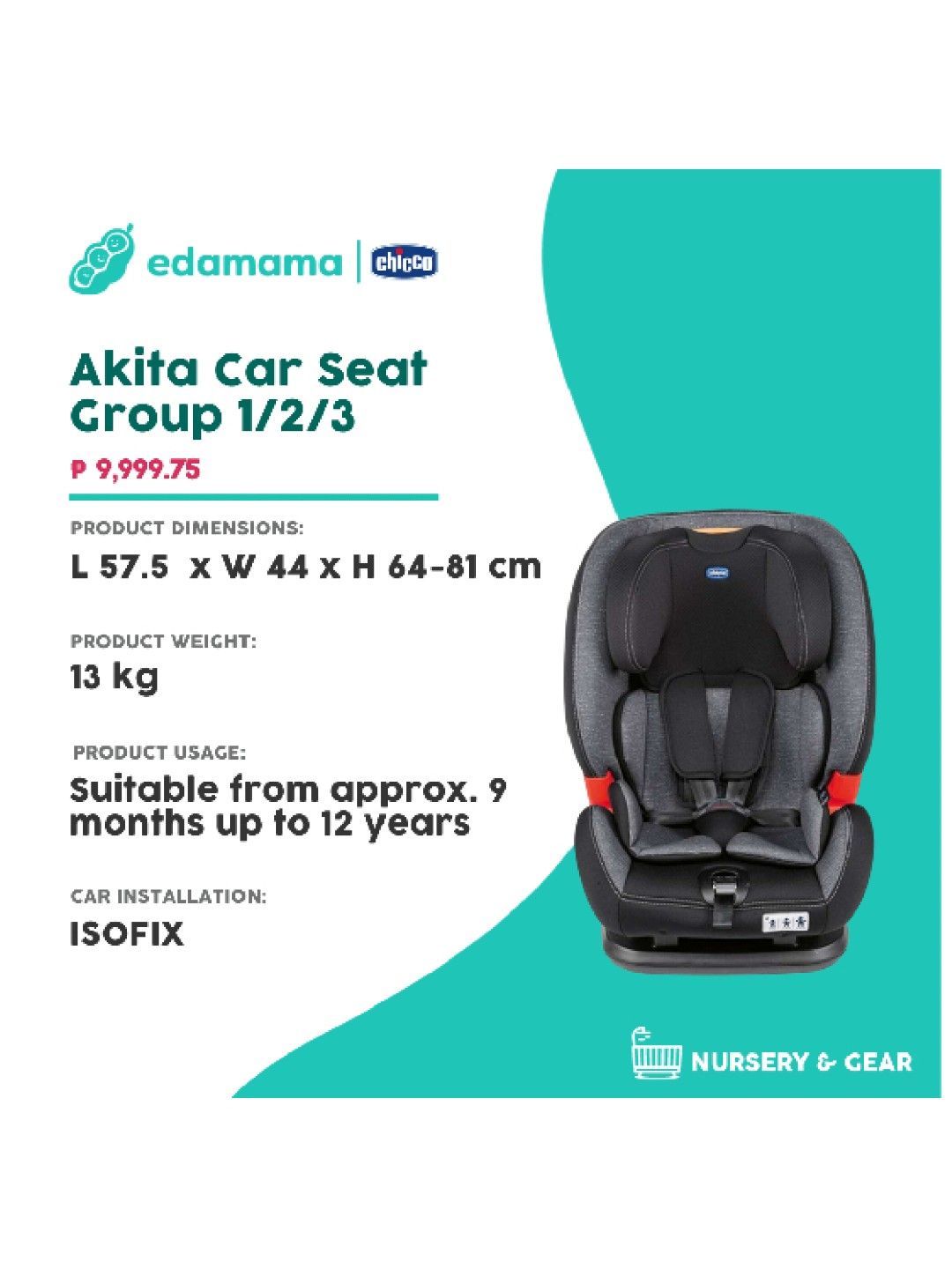 Chicco Akita Car Seat Group 1 2 3 edamama